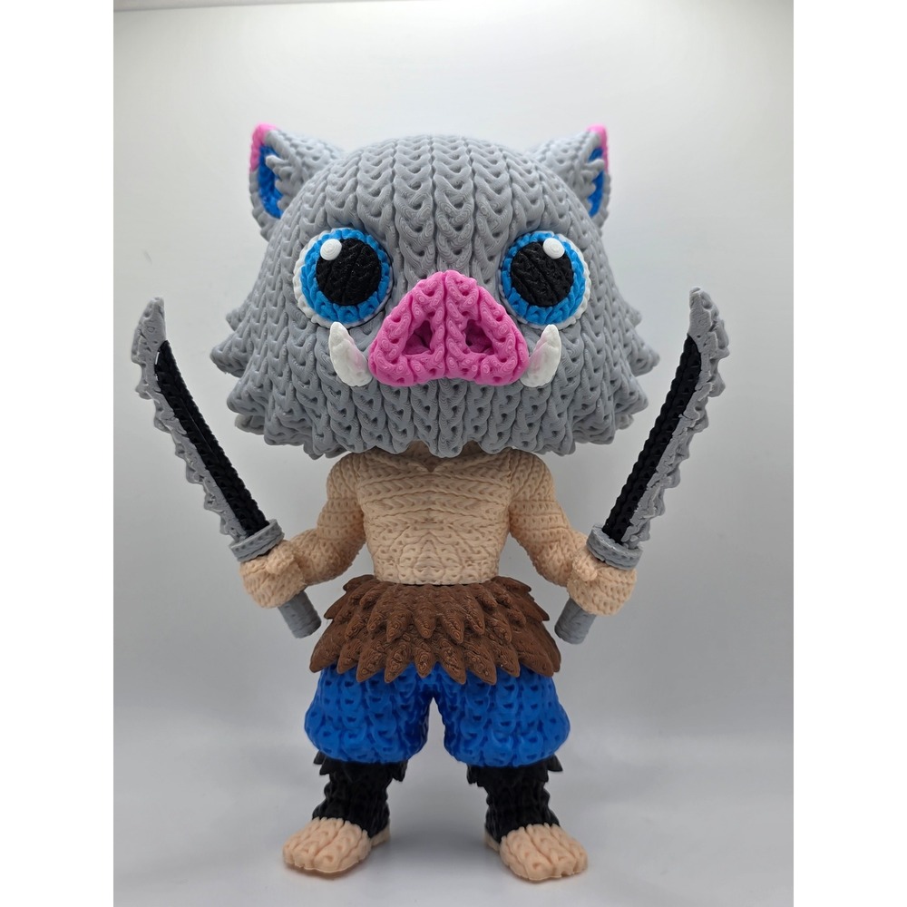 8" 3D-Printed Faux-Knit Inosuke Figure – The Ultimate Demon Slayer Collectible!